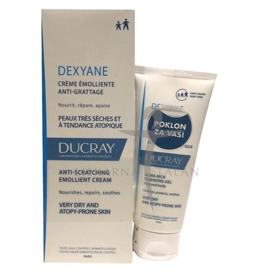 Ducray DEXYANE emolijentna krema protiv grebanja + GRATIS gel za čišćenje