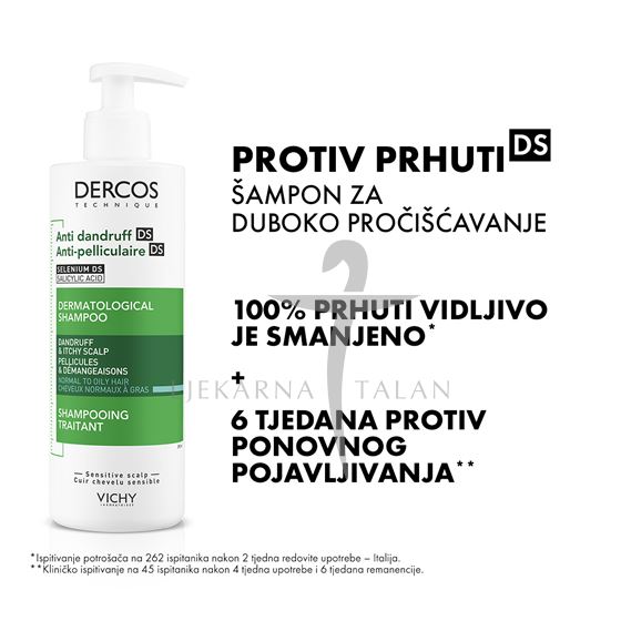  DERCOS Šampon protiv prhuti za normalnu ili masnu kosu, 390ml 