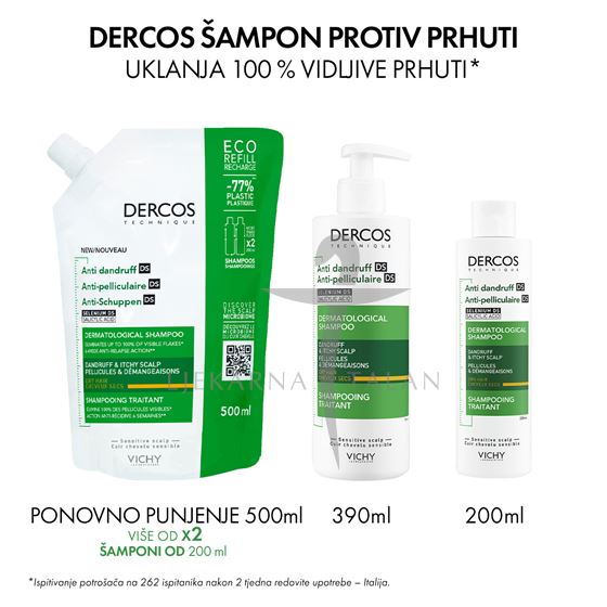  DERCOS Šampon protiv prhuti za suhu kosu, 390ml