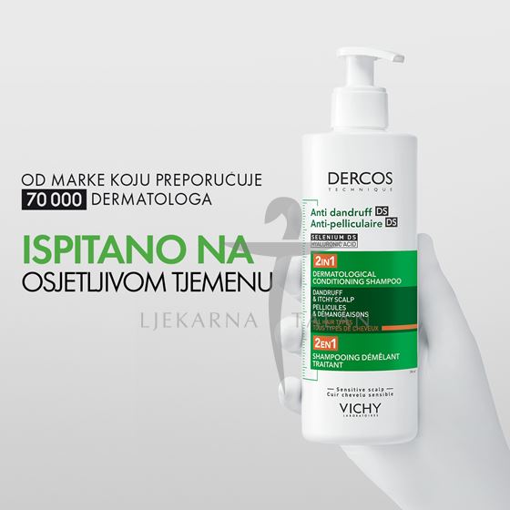  Dercos 2U1 šampon i regenerator protiv prhuti, 390ml   