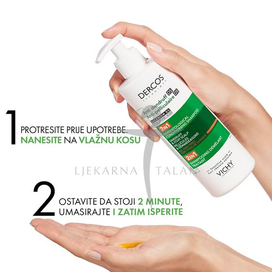  Dercos 2U1 šampon i regenerator protiv prhuti, 390ml   