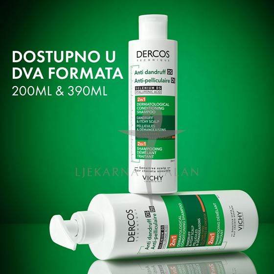  Dercos 2U1 šampon i regenerator protiv prhuti, 390ml   