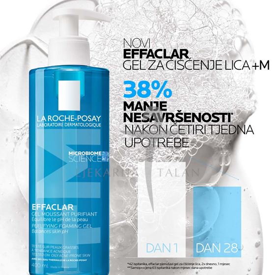 La Roche-Posay Effaclar gel za čišćenje lica 400ml + REFILL 400ml