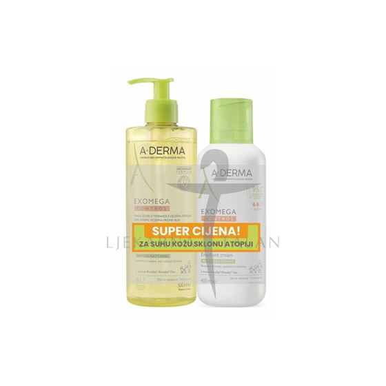 A-Derma EXOMEGA CONTROL emolijentna krema 400ml + emolijentno ulje 500ml