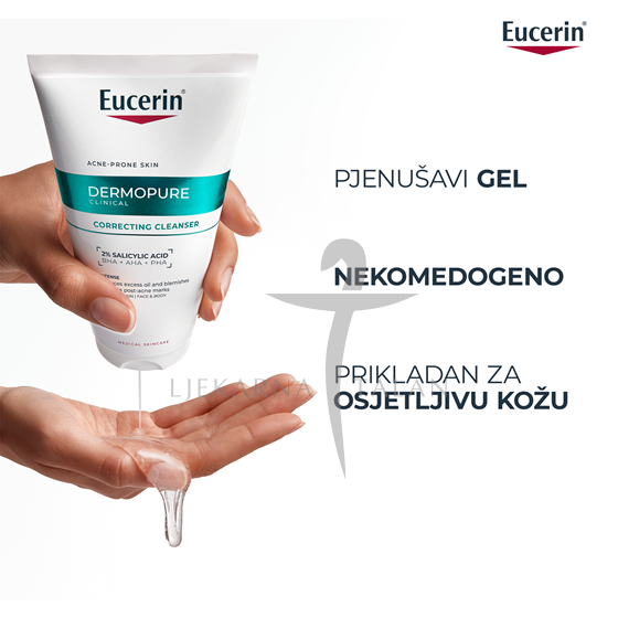 Eucerin DermoPure Clinical Gel za čišćenje s trostrukim djelovanjem za lice i tijelo 150ml