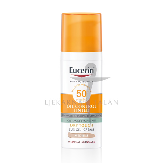  Oil Control tinted gel-krema za zaštitu kože lica od sunca SPF 50+, srednje tamna nijansa
