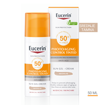 Eucerin Photoaging Control tinted gel-krema za zaštitu kože lica od sunca SPF50+, srednje tamna nijansa