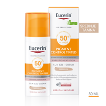 Eucerin Pigment Control tinted gel-krema za zaštitu kože lica od sunca SPF50+, srednje tamna nijansa