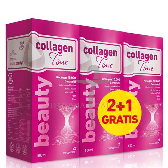 Hamapharm collagenTime Beauty, 500ml, 2+1 gratis, dodatak prehrani