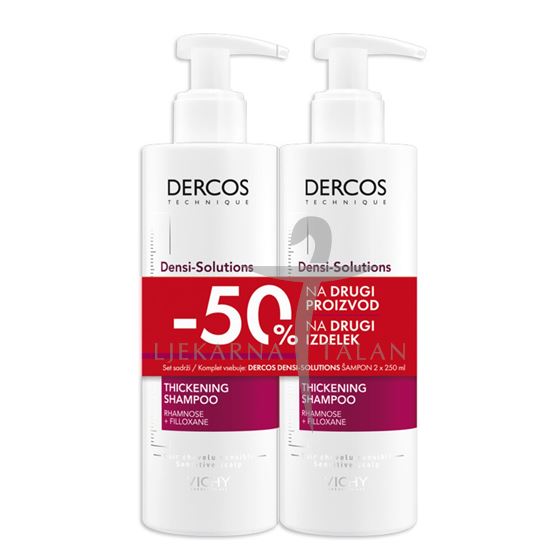 DERCOS Densi-Solutions šampon za tanku i slabu kosu, 2 x 250ml