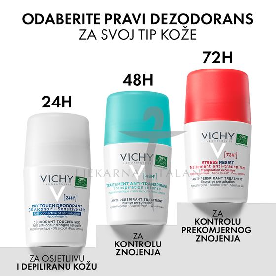 Vichy Deodorant Stress resist 72h roll-on (crveni) DUOPACK