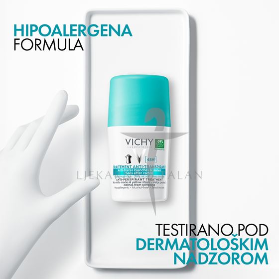 Vichy Deodorant roll-on 48h bez bijelih tragova i žutih mrlja