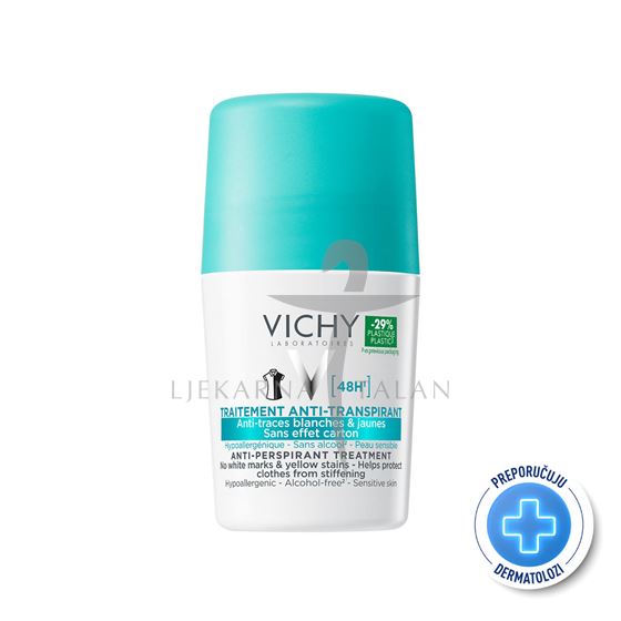 Vichy Deodorant roll-on 48h bez bijelih tragova i žutih mrlja