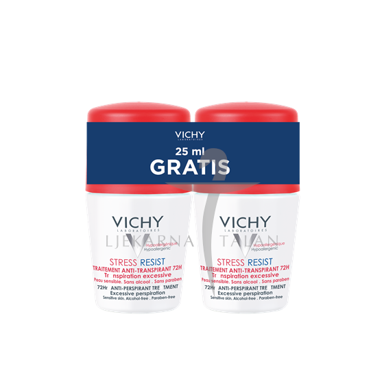  Deodorant Anti-stres tretman protiv znojenja 72h - roll-on, 2 x 50ml (crveni) 