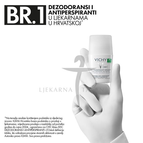 Vichy Deodorant roll-on 48h za osjetljivu kožu (bijeli) DUOPACK