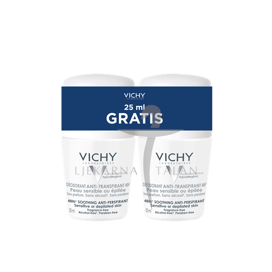 Deodorant Dezodorans antiperspirans 48h - roll-on za osjetljivu kožu, 2 x 50ml