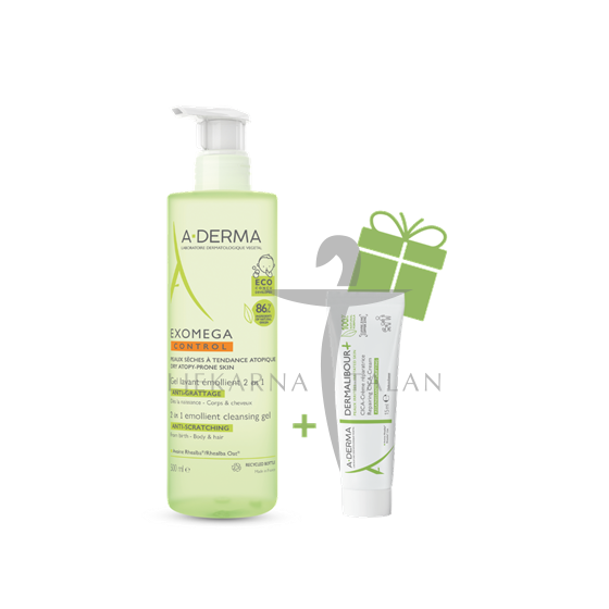  Exomega Control emolijentni gel za čišćenje 2u1, 500ml + POKLON Dermalibour Cica krema, 15ml