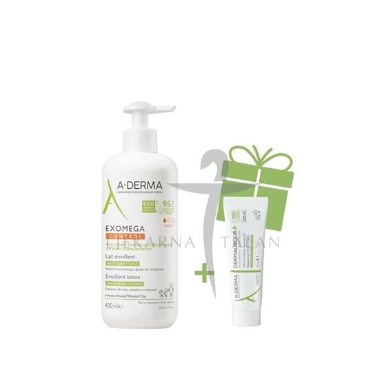 EXOMEGA CONTROL emolijentno mlijeko, 400ml + Dermalibour CICA krema, 15ml