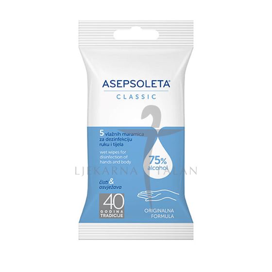 Asepsoleta CLASSIC vlažne maramice sa 75% alkohola