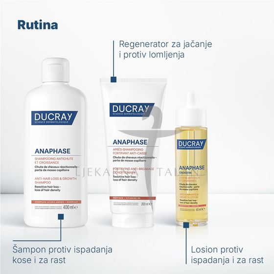 Ducray Anaphase Reactive šampon protiv ispadanja kose i za rast, 200ml
