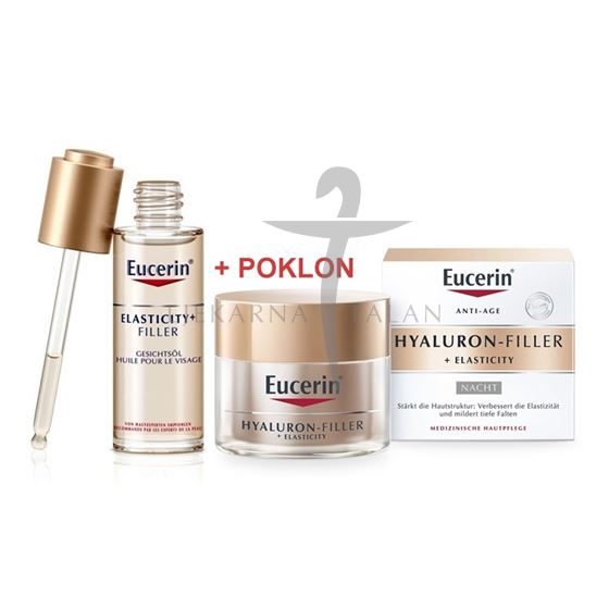 EUCERIN ELASTICITY+FILLER ulje za njegu lica 30ml + GRATIS HYALURON-FILLER + ELASTICITY noćna krema 50ml