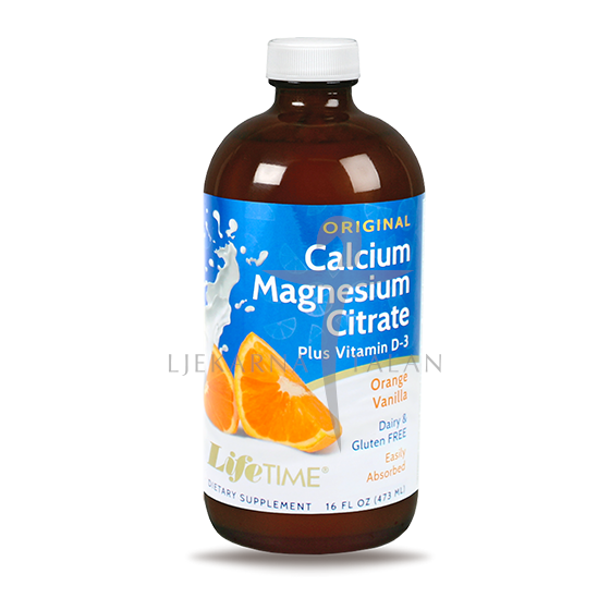 KALCIJ MAGNEZIJ CITRAT + vitamin D, tekući dodatak prehrani (okus naranče), 1+1 gratis
