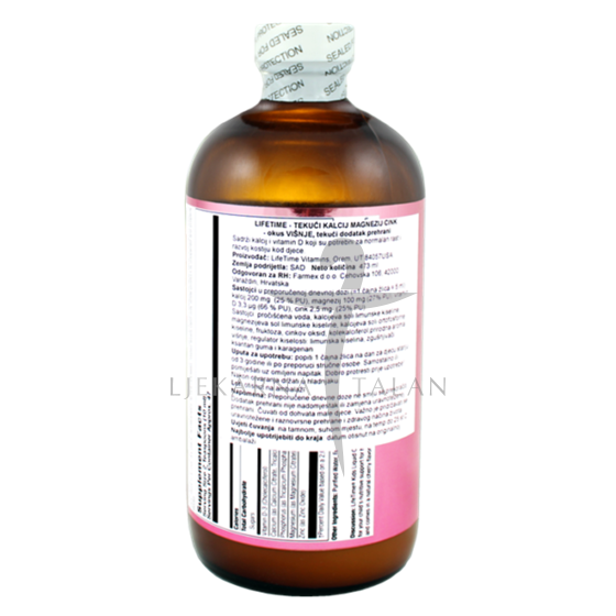 KALCIJ MAGNEZIJ CITRAT + vitamin D, tekući dodatak prehrani (okus višnje)