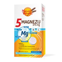 Natural Wealth 5 magnezij 375mg + B + C šumeće tablete, dodatak prehrani