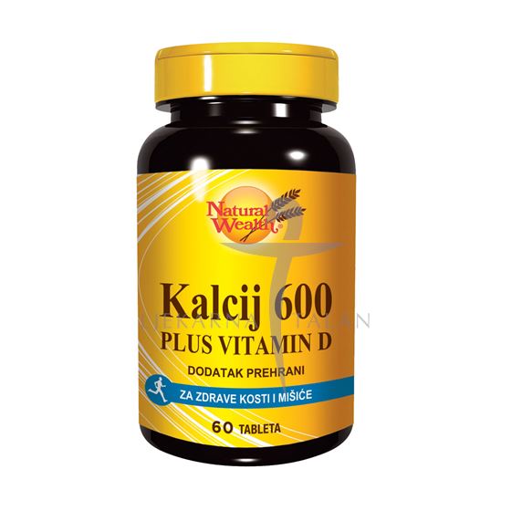 Natural Wealth Kalcij 600 + Vitamin D, dodatak prehrani