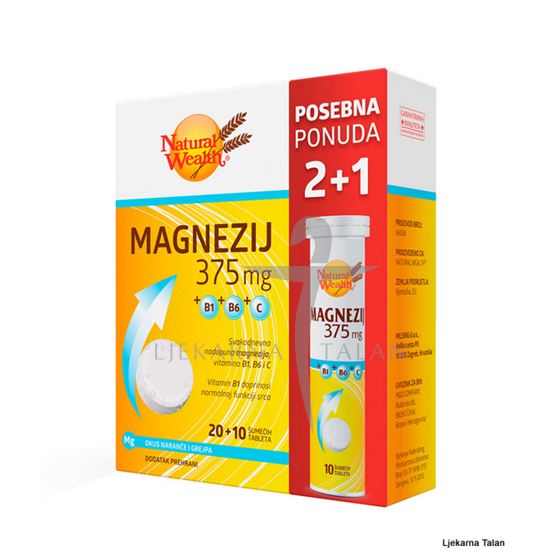  Magnezij 375mg +B1+B6+C šumeće tablete 2+1 gratis