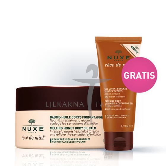 Reve de Miel® Topivi uljni balzam za tijelo s medom + GRATIS Gel za čišćenje lica i tijela, 100 ml
