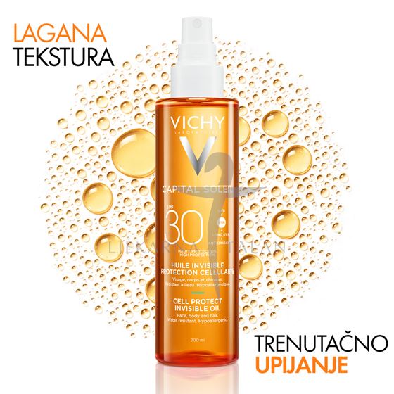 Vichy Capital Soleil Cell Protect zaštitno ulje za lice, tijelo i vrhove kose SPF30