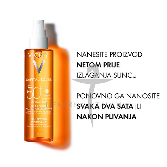 Vichy Capital Soleil Cell Protect zaštitno ulje za lice, tijelo i vrhove kose SPF50+