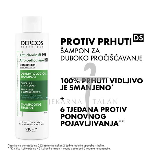 Vichy Dercos Šampon protiv prhuti DS za normalnu do masnu kosu, 200ml