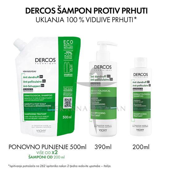 Vichy Dercos Šampon protiv prhuti DS za normalnu do masnu kosu, 200ml
