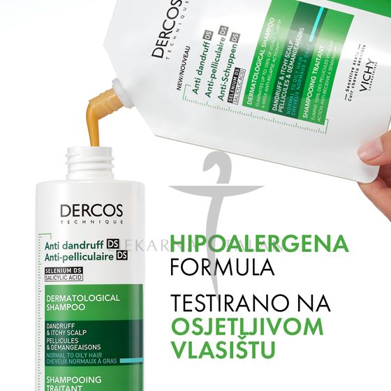 Vichy Dercos Šampon protiv prhuti DS za normalnu do masnu kosu, 390ml REFILL