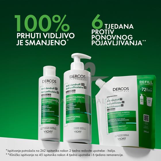 Vichy Dercos Šampon protiv prhuti DS za normalnu do masnu kosu, 390ml REFILL