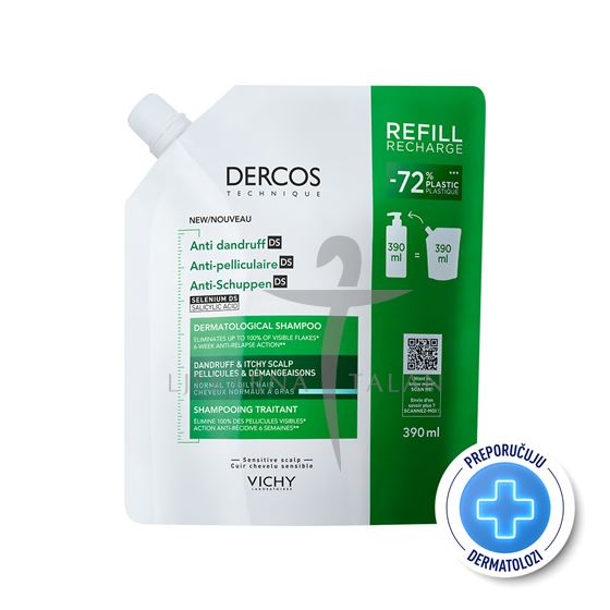 Vichy Dercos Šampon protiv prhuti DS za normalnu do masnu kosu, 390ml REFILL