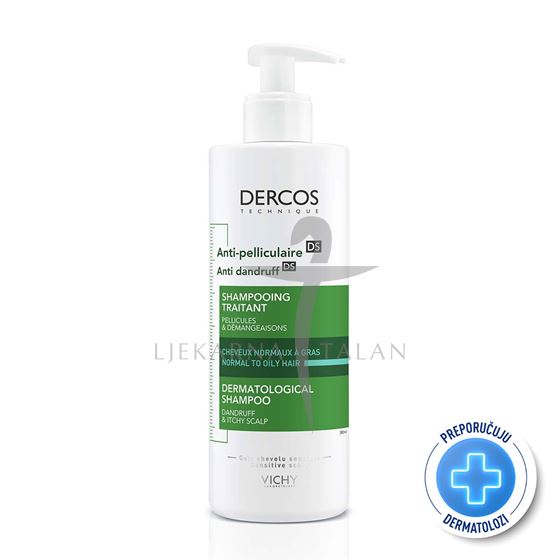 Vichy Dercos Šampon protiv prhuti DS za normalnu do masnu kosu, 390ml 