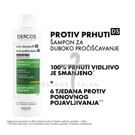 Vichy Dercos Šampon protiv prhuti DS za suhu kosu, 200ml