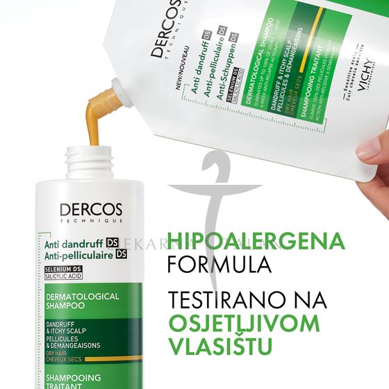 Vichy Dercos Šampon protiv prhuti DS za suhu kosu, 390ml REFILL
