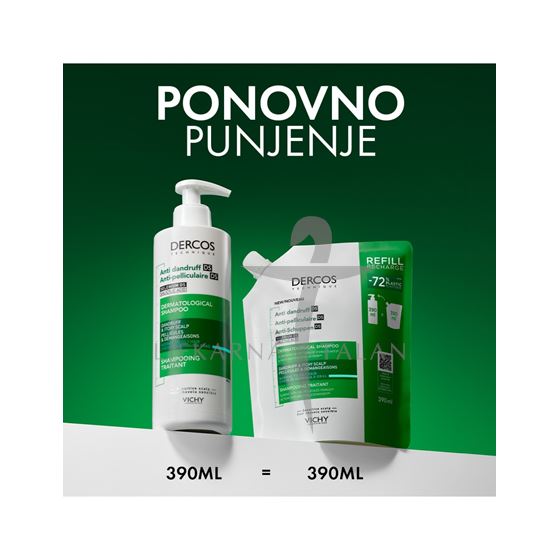 Vichy Dercos Šampon protiv prhuti DS za normalnu do masnu kosu, 390ml REFIL  