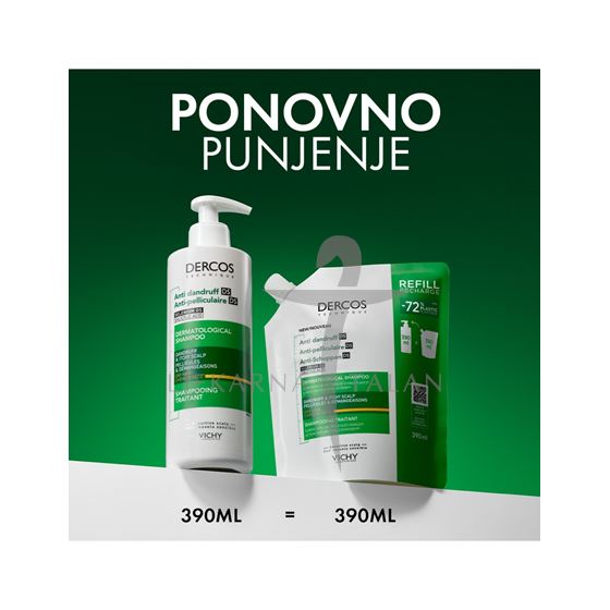 Vichy Dercos Šampon protiv prhuti DS za suhu kosu, 390ml REFILL