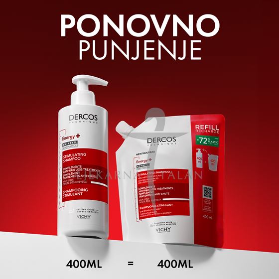 Vichy Dercos Energy+ stimulirajući šampon, 400ml REFIL