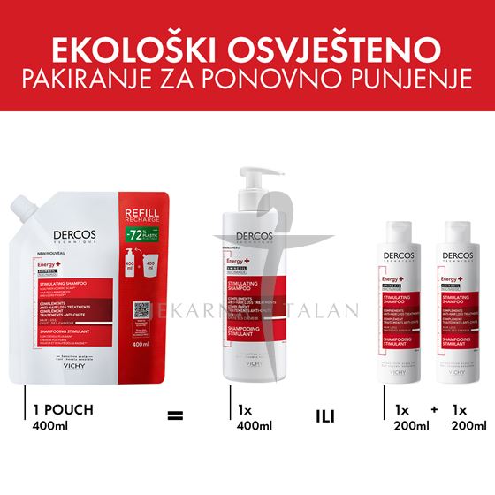 Vichy Dercos Energy+ stimulirajući šampon, 400ml REFIL