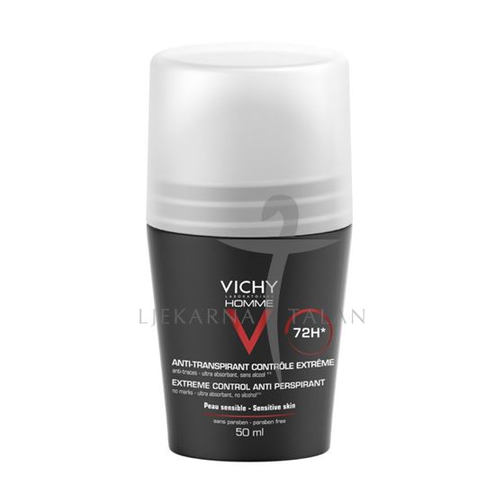 Vichy Deodorant Homme Antiperspirant roll-on za zaštitu od znojenja do 72h DUOPACK (bijeli)