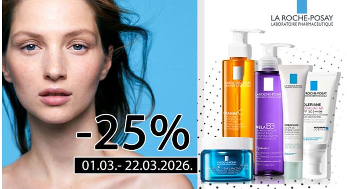 La Roche-Posay Hydraphase, Toleriane i anti-age (Hyalu B5, Mela, Redermic, Retinol, Vitamin C) linije -25%