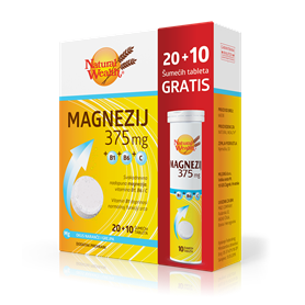  Magnezij 375 mg +B1+B6+C 20+10 šumećih tableta GRATIS